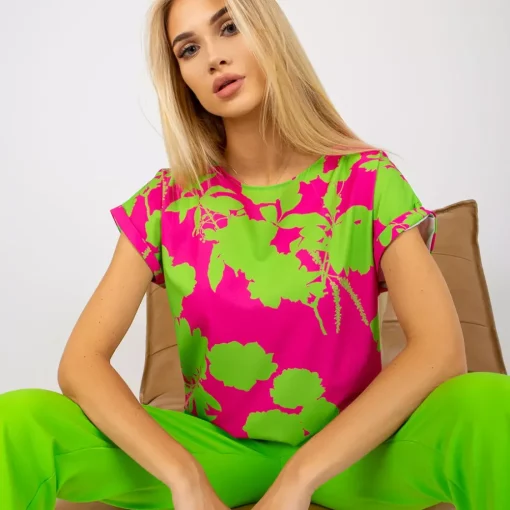 Rue Paris Lyhythihaiset Paidat Ja Topit>Summer kuvioitu paita fuksia
