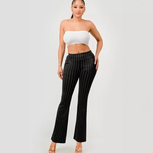 JEANS Housut>ShoSho Belle housut musta/liituraita