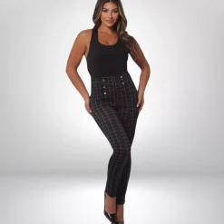 JEANS Housut></noscript>ShoSho Denise treggingsit musta/ruutu