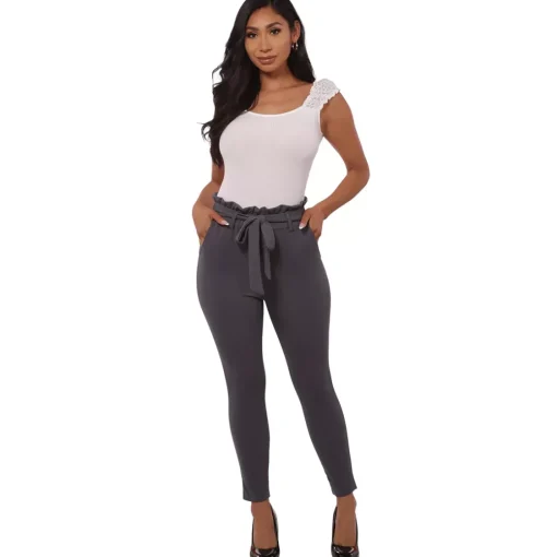 JEANS Housut>ShoSho Inez Paperbag housut harmaa