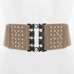 JEANS Vyöt>Stretchvyö strassisoljella beige