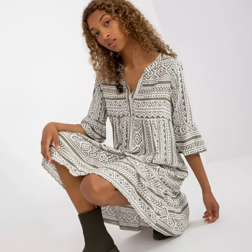 JEANS Minimekot>Sublevel Eco Tabitha kuvioitu mekko khaki