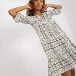 JEANS Minimekot></noscript>Sublevel Eco Tabitha kuvioitu mekko khaki