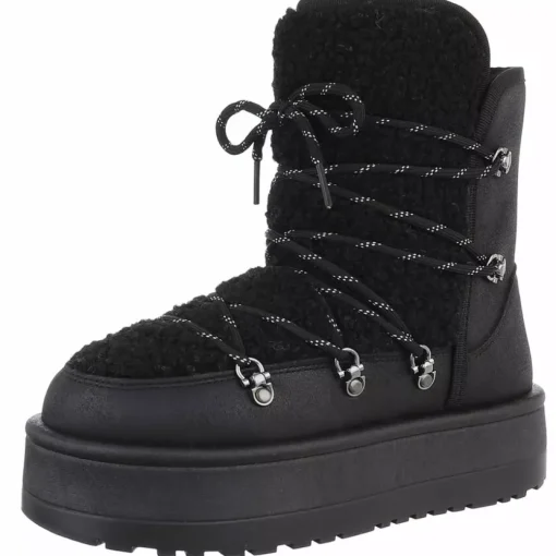 JEANS Kengät>Teddypintaiset nilkkurit musta