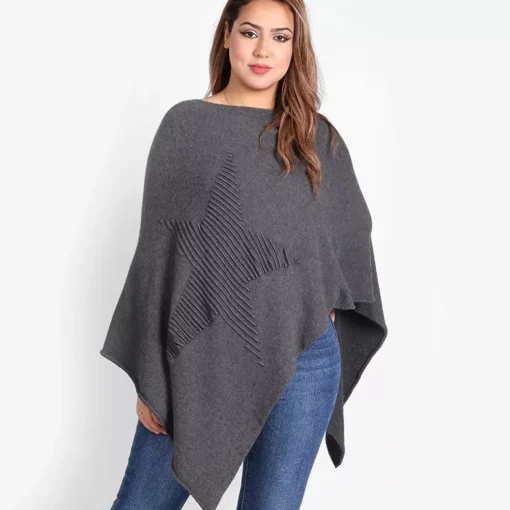 JEANS Plus!>TLL Star neuleponcho t.harmaa