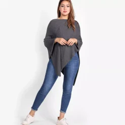 JEANS Plus!>TLL Star neuleponcho t.harmaa
