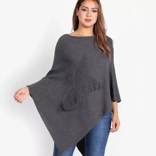 JEANS Plus!>TLL Star neuleponcho t.harmaa