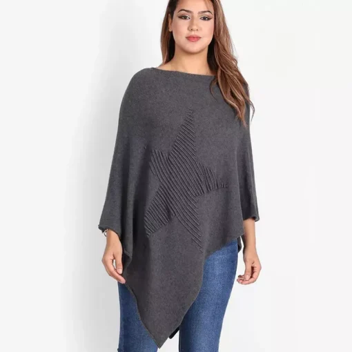 JEANS Plus!>TLL Star neuleponcho t.harmaa