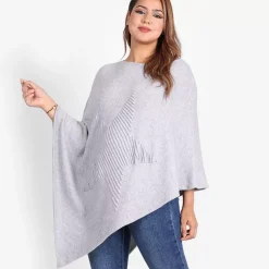JEANS Plus!>TLL Star neuleponcho v.harmaa