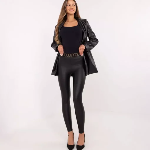 JEANS Leggingsit>Trendy.ing Deco Belt keinonahkaleggingsit musta