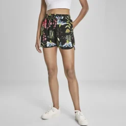 JEANS Shortsit Ja Caprit>Urban Classics AOP Viscose Resort shortsit musta/kukkakuvio