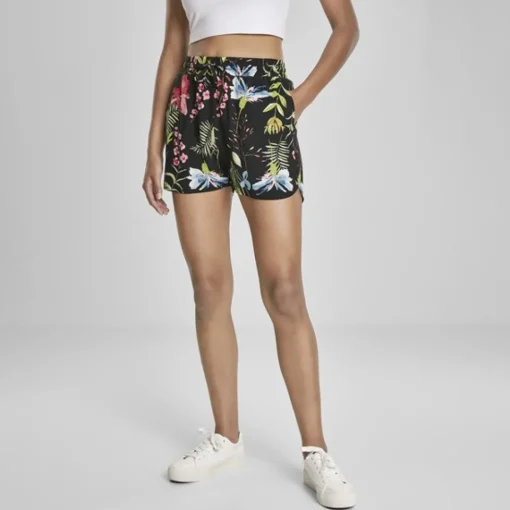 JEANS Shortsit Ja Caprit>Urban Classics AOP Viscose Resort shortsit musta/kukkakuvio
