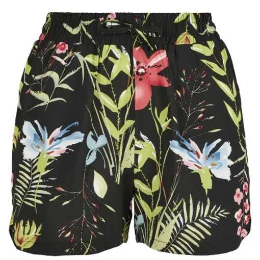JEANS Shortsit Ja Caprit>Urban Classics AOP Viscose Resort shortsit musta/kukkakuvio