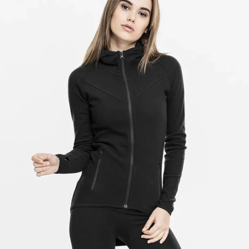 JEANS Takit>Urban Classics Athletic Interlock Zip Hoody musta
