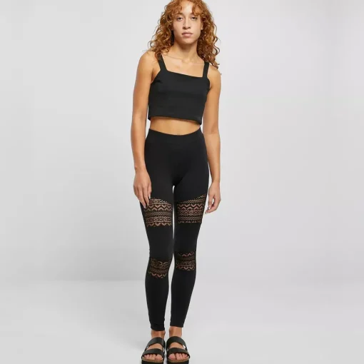 JEANS Leggingsit | Plus!>Urban Classics Crochet Lace leggingsit musta