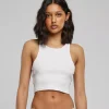 JEANS Lyhythihaiset Paidat Ja Topit>Urban Classics Crop ribbitoppi valkoinen