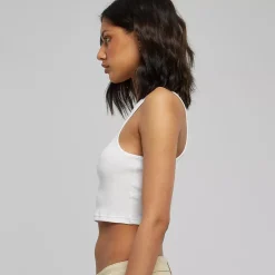 JEANS Lyhythihaiset Paidat Ja Topit>Urban Classics Crop ribbitoppi valkoinen