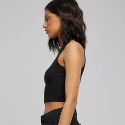 JEANS Lyhythihaiset Paidat Ja Topit>Urban Classics Crop ribbitoppi musta