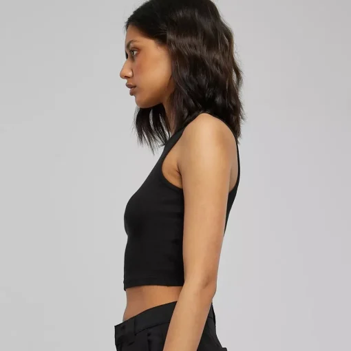 JEANS Lyhythihaiset Paidat Ja Topit>Urban Classics Crop ribbitoppi musta