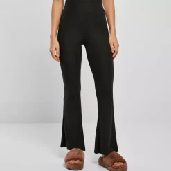 JEANS Housut>Urban Classics High Waist Rib Flared housut musta