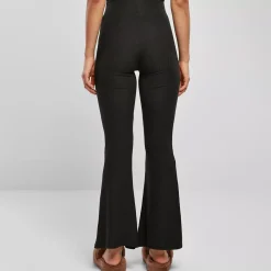 JEANS Housut>Urban Classics High Waist Rib Flared housut musta