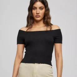 JEANS Lyhythihaiset Paidat Ja Topit>Urban Classics Off-Shoulder Rib paita musta