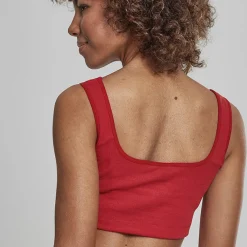 JEANS Lyhythihaiset Paidat Ja Topit>Urban Classics Rib Short toppi punainen
