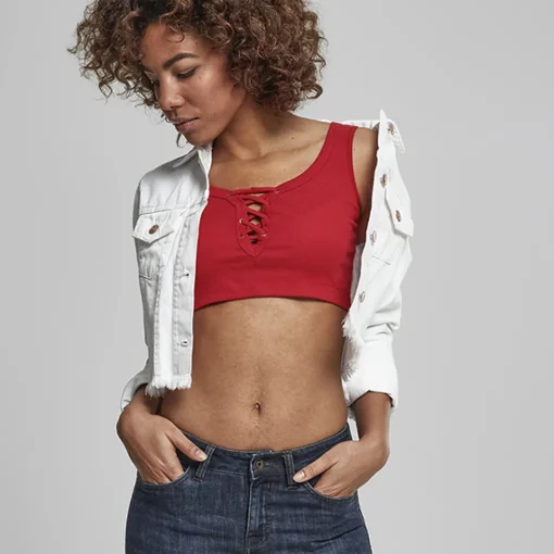JEANS Lyhythihaiset Paidat Ja Topit>Urban Classics Rib Short toppi punainen
