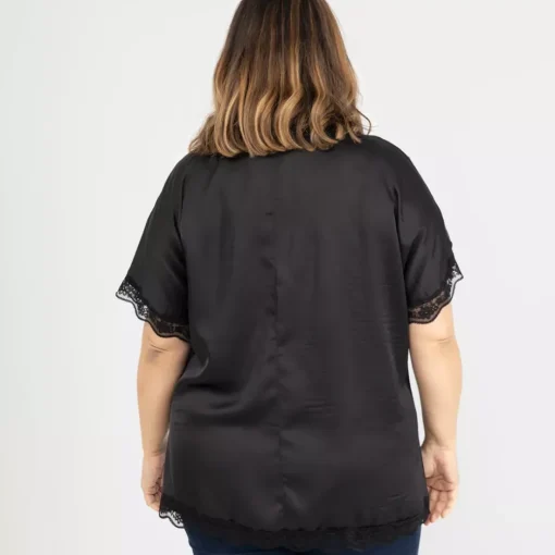 JEANS Lyhythihaiset Paidat Ja Topit | Plus!>2W Paris Zina satiinipaita musta