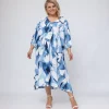 JEANS Plus!>World Bessi sinikuvioinen kimonomekko