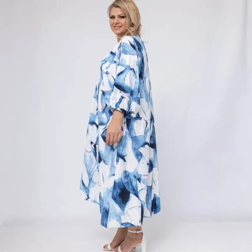 JEANS Plus!>World Bessi sinikuvioinen kimonomekko