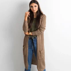 JEANS Takit>Yups neuletakki hupulla vaaleanruskea