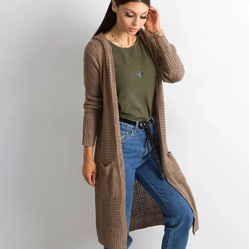 JEANS Takit>Yups neuletakki hupulla vaaleanruskea