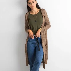 JEANS Takit></noscript>Yups neuletakki hupulla vaaleanruskea