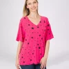JEANS Lyhythihaiset Paidat Ja Topit>Zenana Alison kuvioitu t-paita fuksia